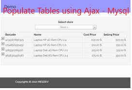 pote html table using php and ajax