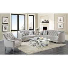Your living room furniture should be prepared for life's ups and downs. Avonlea Living Room Set Grey Velvet By Coaster Furniture Furniturepick
