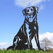 Black Labrador Silhouette Garden Art