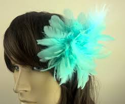 Light Blue Feather Fascinator Millinery Burlesque Hair Clip