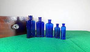 Antique Blue Glass Poison Bottle 1800 S