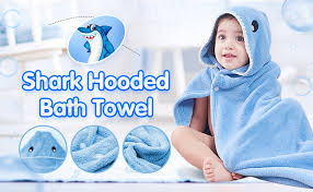 Oversized bath towel hand towel (one hand towel will make two hooded towels) ribbon, at least. Kids Bath Towels Premium Hooded Towel For Toddlers Highly Absorbent Coral Fleece Bathrobe For Boys Girls 27 5 X 55 Blue Shark