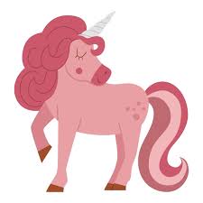 Fairy Tale Pink Unicorn Isolated On