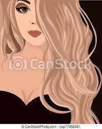Between tight curls and straight hair, there's an assortment of curly coat types: Flat Illustration Of A Caucasian Woman With Blonde Curly Hair Beautiful Woman With Big Almond Eyes Canstock