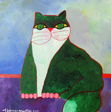 Aldemir Martins – Gato Verde com Fundo Azul – AST – 40 X 40 cm – Galeria de  Arte Virtual