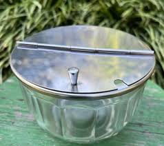 Glass Sugar Bowl Stainless Steel Flip