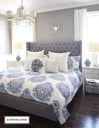 Then adding grey prints above create symmetry. New Master Bedroom Bedding Citrineliving Remodel Bedroom Master Bedrooms Decor Bedroom Makeover