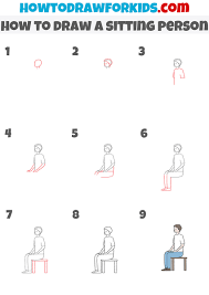 how to draw a sitting person easy