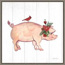 5 out of 5 stars. Amanti Art Holiday Farm Animals I Pig Framed Canvas Wall Art