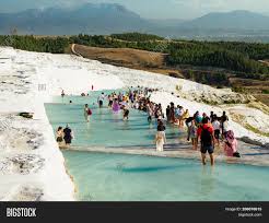 The water in these natural pools comes from the hot springs. Pamukkale Turkey Image Photo Free Trial Bigstock