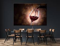 Glass Canvas Red Wine Wall Art Decor