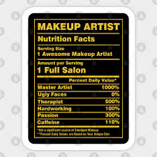 nutrition facts makeup artist sticker