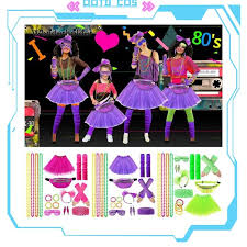 ootd cos 80s neon party costume set