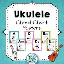 Ukulele Chord Chart Posters Teal Blooms