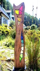 Stained Glass And Wood Sculpture