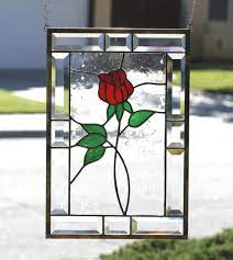 Buy Stained Glass Window Panel Red Rose