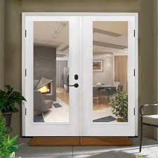 Steves Sons 48 In X 80 In Reliant Series Clear Full Lite White Primed Right Hand Outswing Fiberglass Double Prehung Patio Door