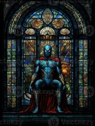 Super Hero Warrior Stained Glass Window
