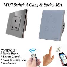 Wifi Wall Switch 4 Gang And Socket 16a