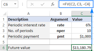 fv function in excel to calculate