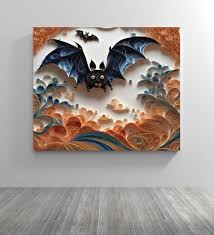 bat flying over wave painting by rysty