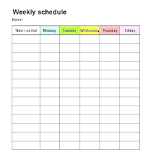 Blank Weekly Template Printable Free Schedule Maker Format Work Excel