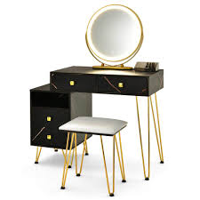 costway vanity table stool set dimmer