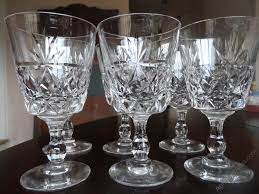 Set Of Six Vintage Crystal Wine Glasses