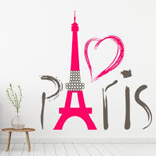 Love Paris Pink Eiffel Tower Wall Sticker