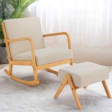 Check spelling or type a new query. Erommy Fabric Rocking Chair Mid Century Glider Rocker With Padded Seat With Ottoman Seat Wood Base Linen Accent Chair For Living Room Walmart Com Walmart Com