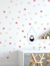 Salmon Pink Watercolor Polka Dots Wall
