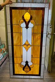 D 39 Amber Fleur De Lis Stained Glass