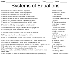 Systems Of Equations Worksheet Wordmint