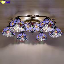 Fumat Tiffany Style Ceiling Lamp Multi Dragonfly Stained Glass Chandelier Light Nordic Classical Hanging Fixture Rustic Lighting Ceiling Lights Aliexpress