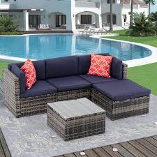 Homefun 5 Piece Dark Brown Mix Wicker