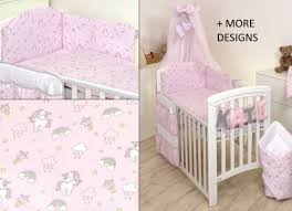 Unicorn On Pink Baby Bedding Set Cot