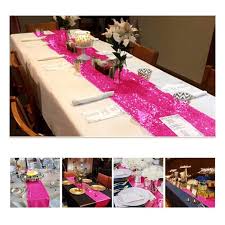 hot pink sequins table runner wedding
