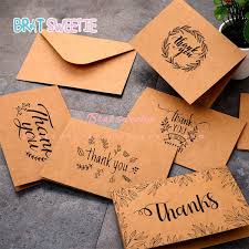 Thank You Cards Kraft Paper Greeting Note Card With Envelopes Rustic Wedding Baby Shower Anniversary Favors Party Supplies Greeting Card Sayings