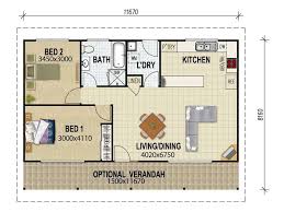 2 Bedroom Guest House Floor Plans