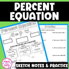 Percent Equation Sketch Notes And