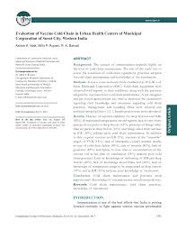 Pdf Evaluation Of Vaccine Cold Chain In Urban Health