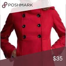 Gap Red Peacoat With Funnel Neck