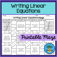 Writing Linear Equations Activity Maze