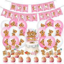 teddy bear baby shower decorations pink