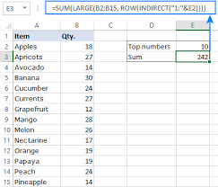 excel how to sum largest numbers in a