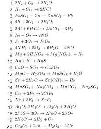 20 Chemicals Equations With Balance