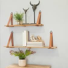 Brown Wood Contemporary Wall Shelf Set