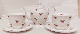 rose bud tea set for two bone china