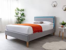 Small Double Light Grey Linen Bed Frame