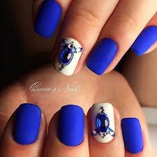 Seamless pattern with nail polish. 30 Blue And White Nails